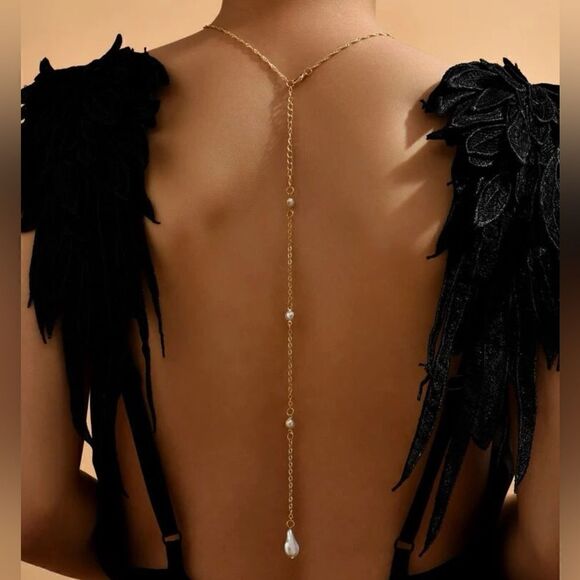 Elegant pearl drop necklace in gold #451 - Picture 1 of 4